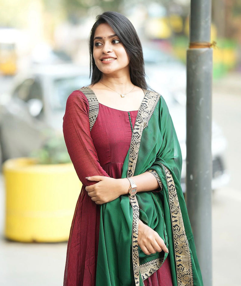 super Hit Vichitra Fabric beautiful gown With Duppta.