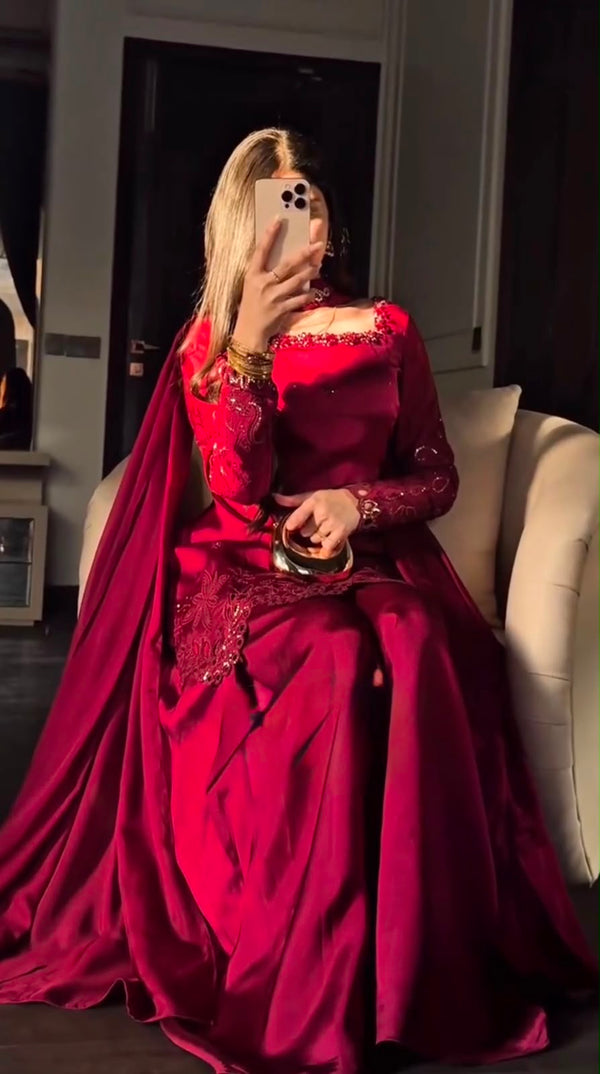 Aafreen Wine Sharara Set