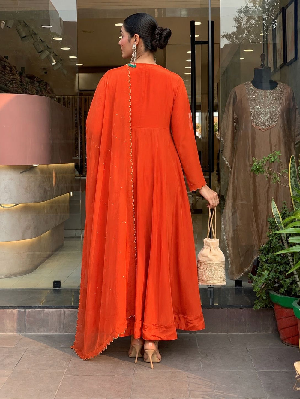 Zariya Orange Anarkali Suit Set