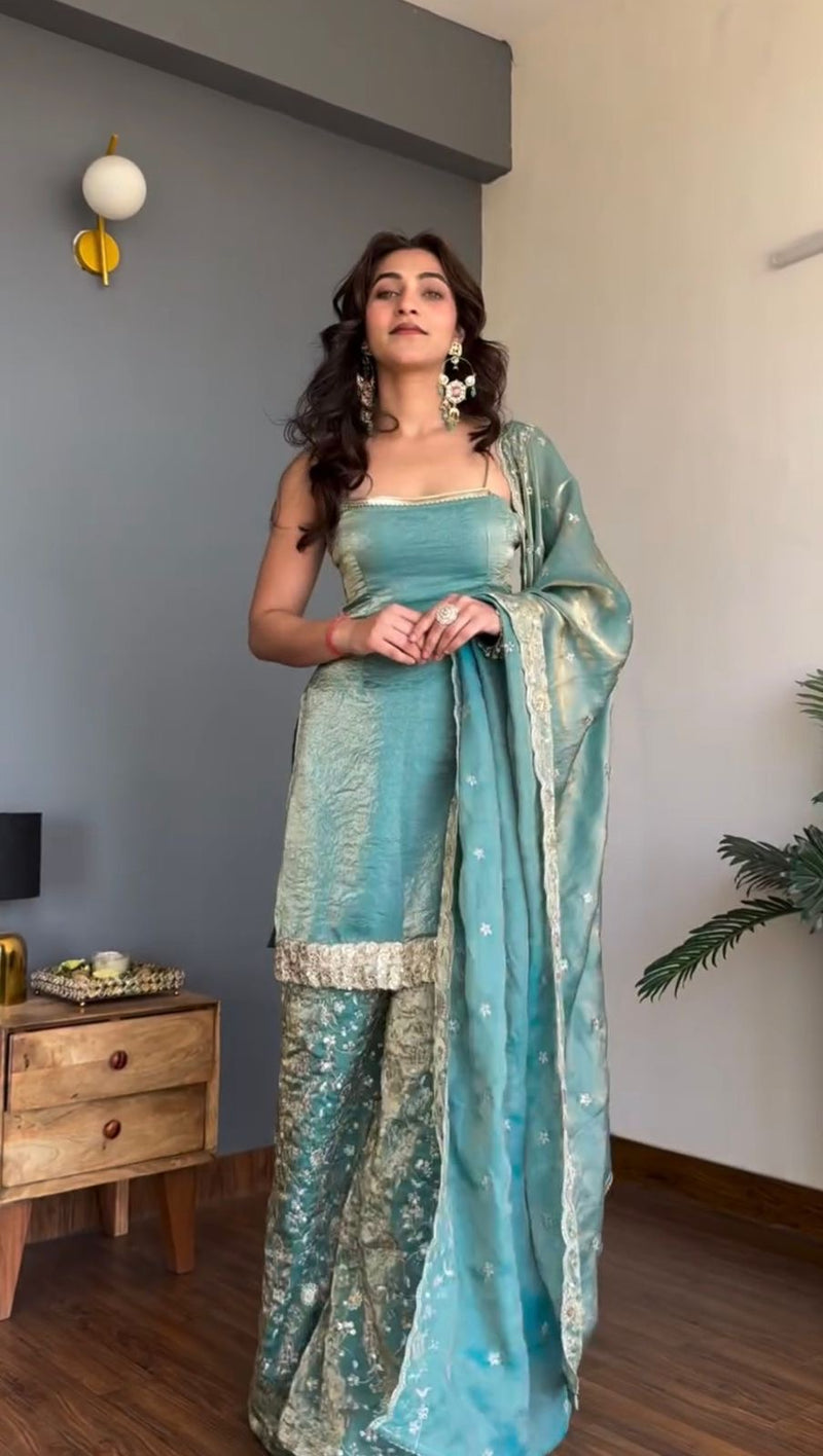 Aab-e-Ruh Aqua Sharara Set