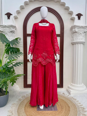 Aafreen Wine Sharara Set