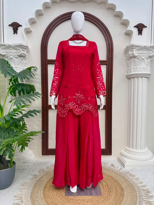Aafreen Wine Sharara Set