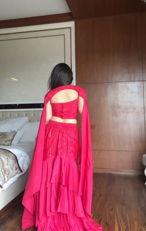 Ruby Ruffle Lehenga Set
