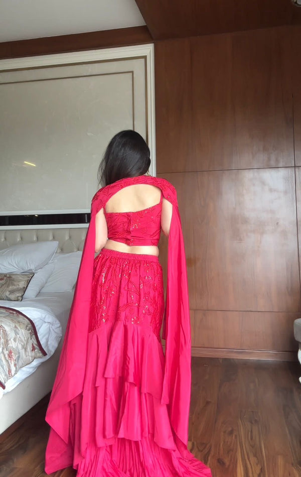 Ruby Ruffle Lehenga Set