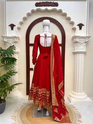 Royal Scarlet Anarkali Set