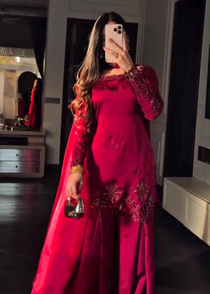 Aafreen Wine Sharara Set