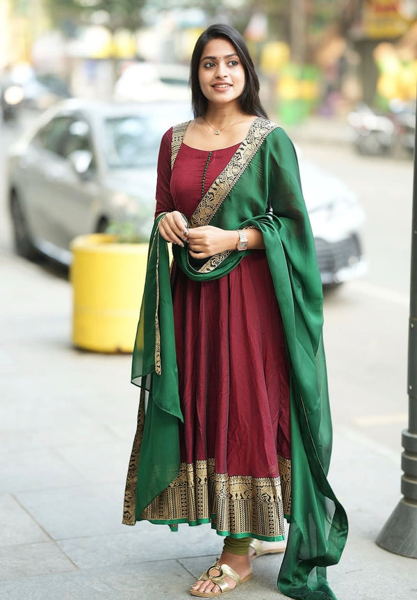 super Hit Vichitra Fabric beautiful gown With Duppta.
