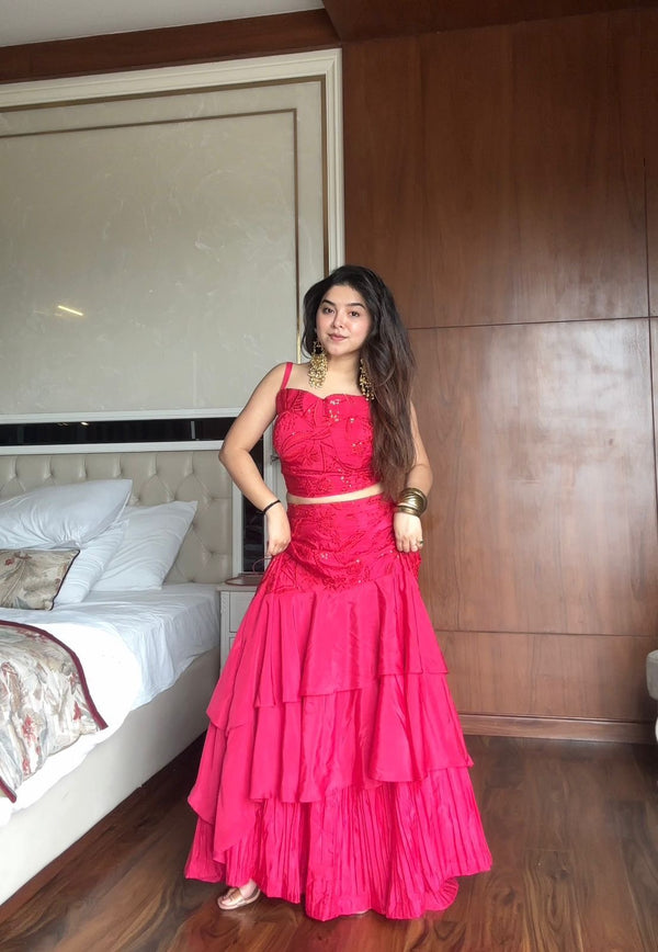 Ruby Ruffle Lehenga Set