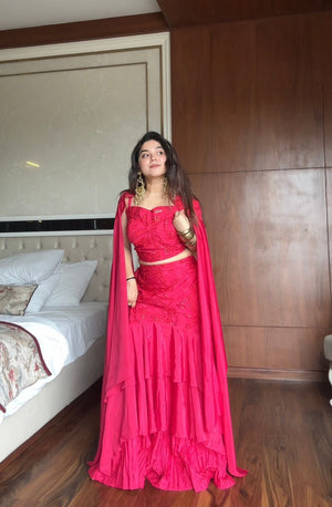 Ruby Ruffle Lehenga Set