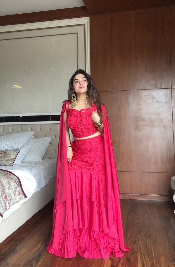 Ruby Ruffle Lehenga Set