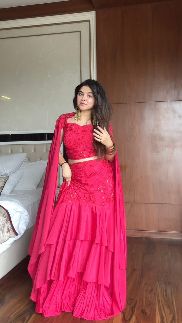 Ruby Ruffle Lehenga Set