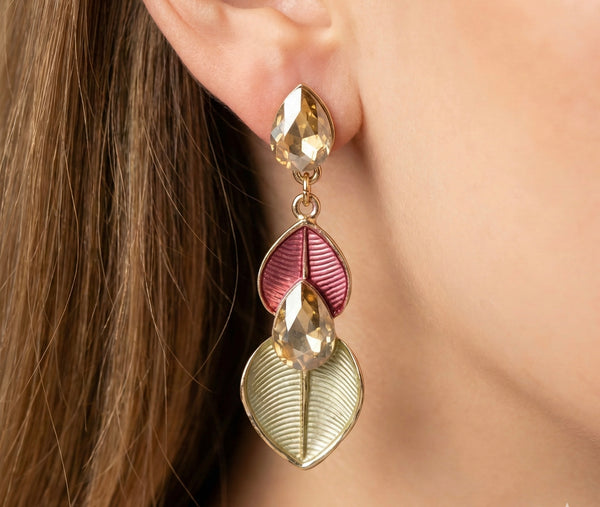 Emerald Leaf Spark Earrings