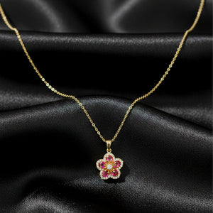 Pink Blossom Charm Necklace