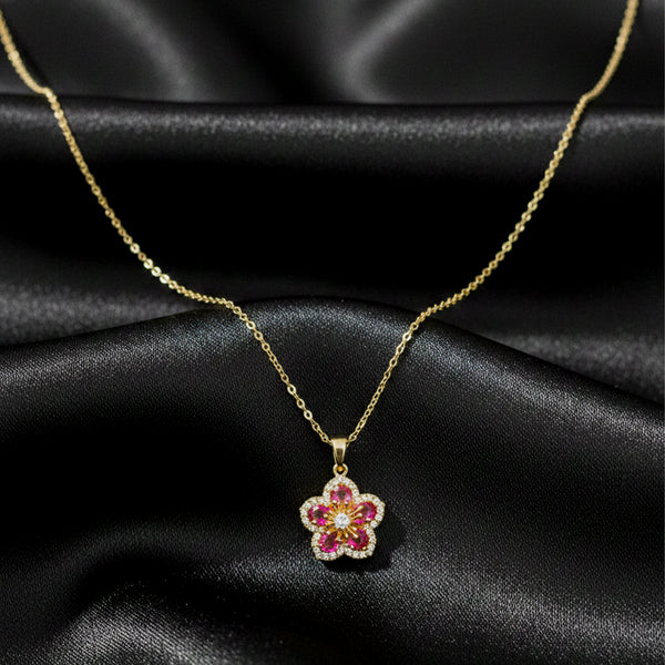 Pink Blossom Charm Necklace