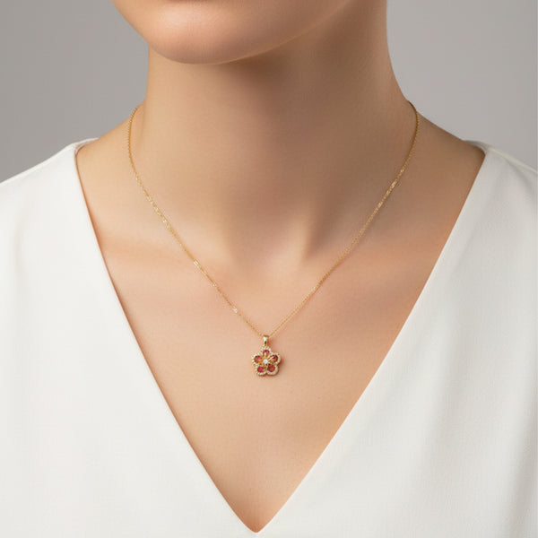 Pink Blossom Charm Necklace