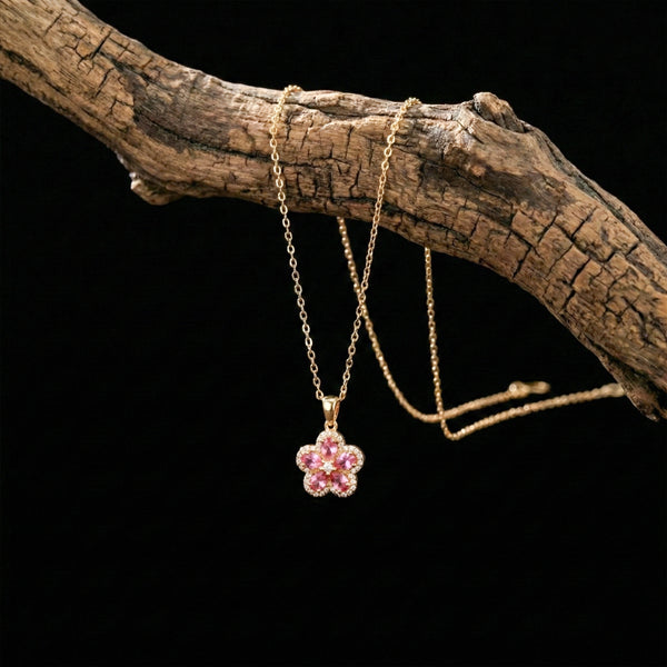 Pink Blossom Charm Necklace