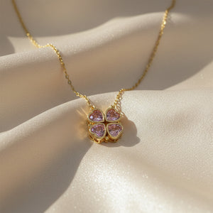 Pink Clover Charm Necklace