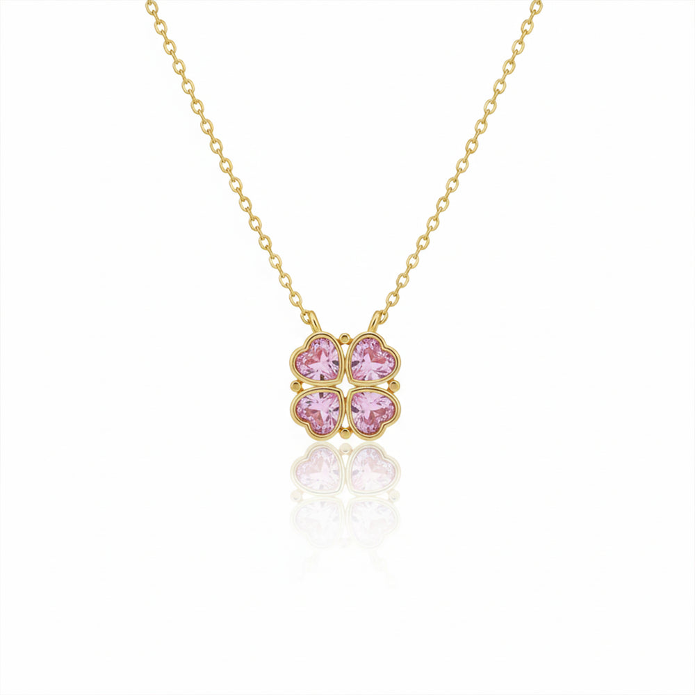 Pink Clover Charm Necklace