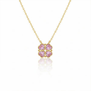 Pink Clover Charm Necklace