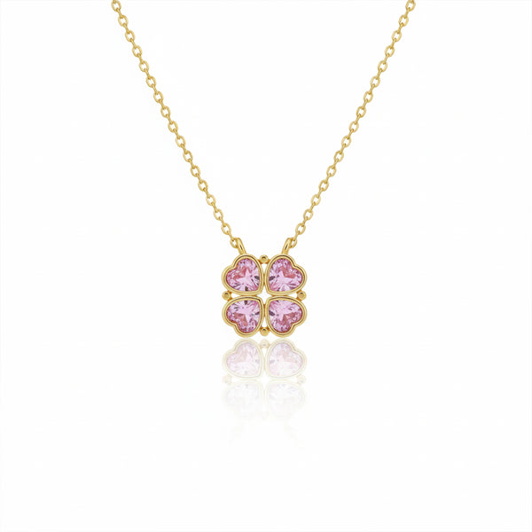 Pink Clover Charm Necklace
