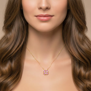 Pink Clover Charm Necklace