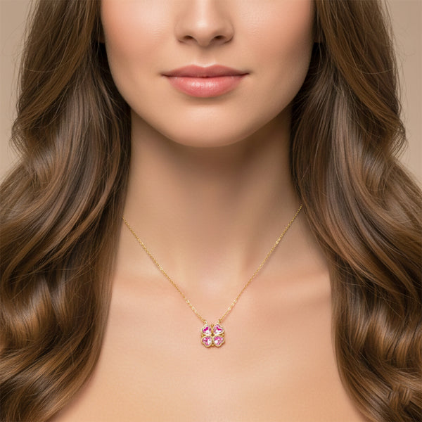Pink Clover Charm Necklace