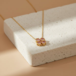 Pink Clover Charm Necklace