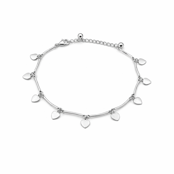 Heart Charm Silver Anklet