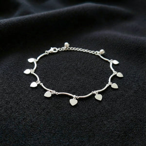 Heart Charm Silver Anklet