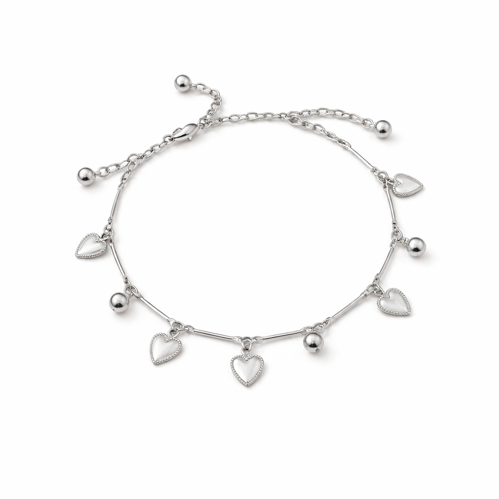 Silver Heart Charm Anklet