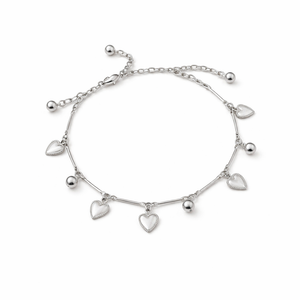 Silver Heart Charm Anklet