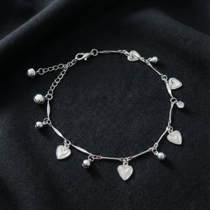 Silver Heart Charm Anklet