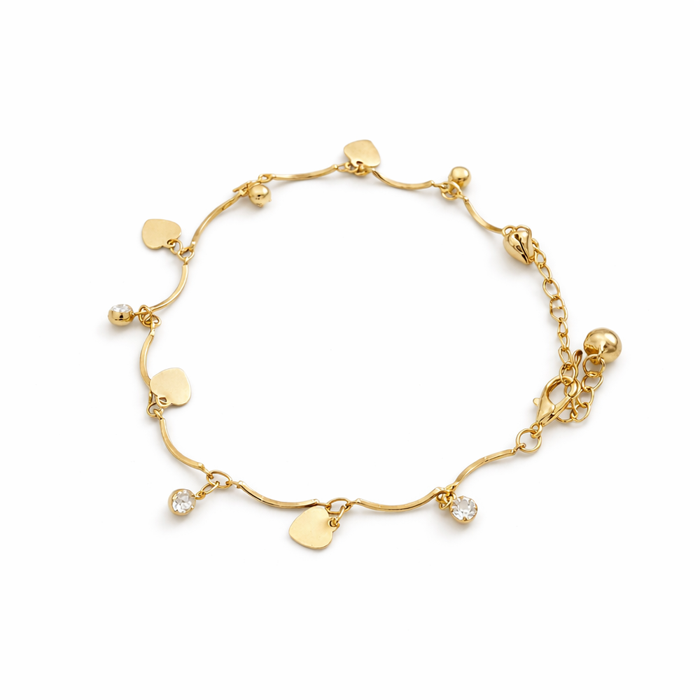 Golden Heart Drop Anklet