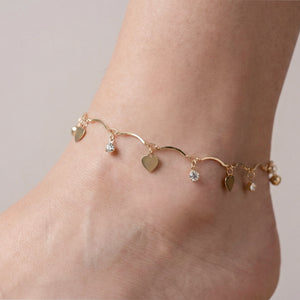 Golden Heart Drop Anklet