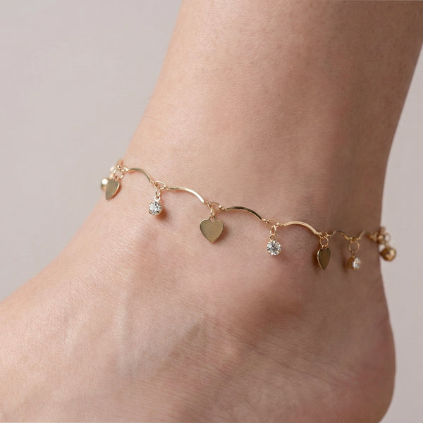 Golden Heart Drop Anklet
