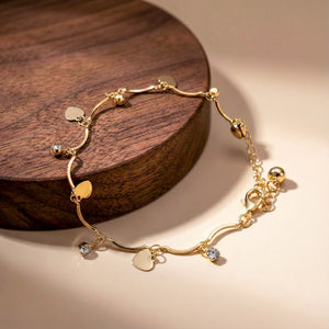 Golden Heart Drop Anklet