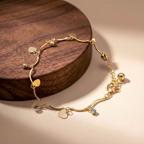 Golden Heart Drop Anklet