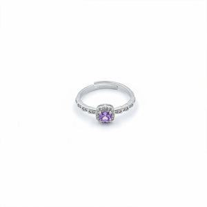 Purple Crystal Silver Ring