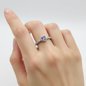 Purple Crystal Silver Ring