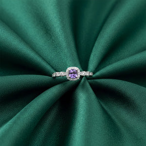 Purple Crystal Silver Ring