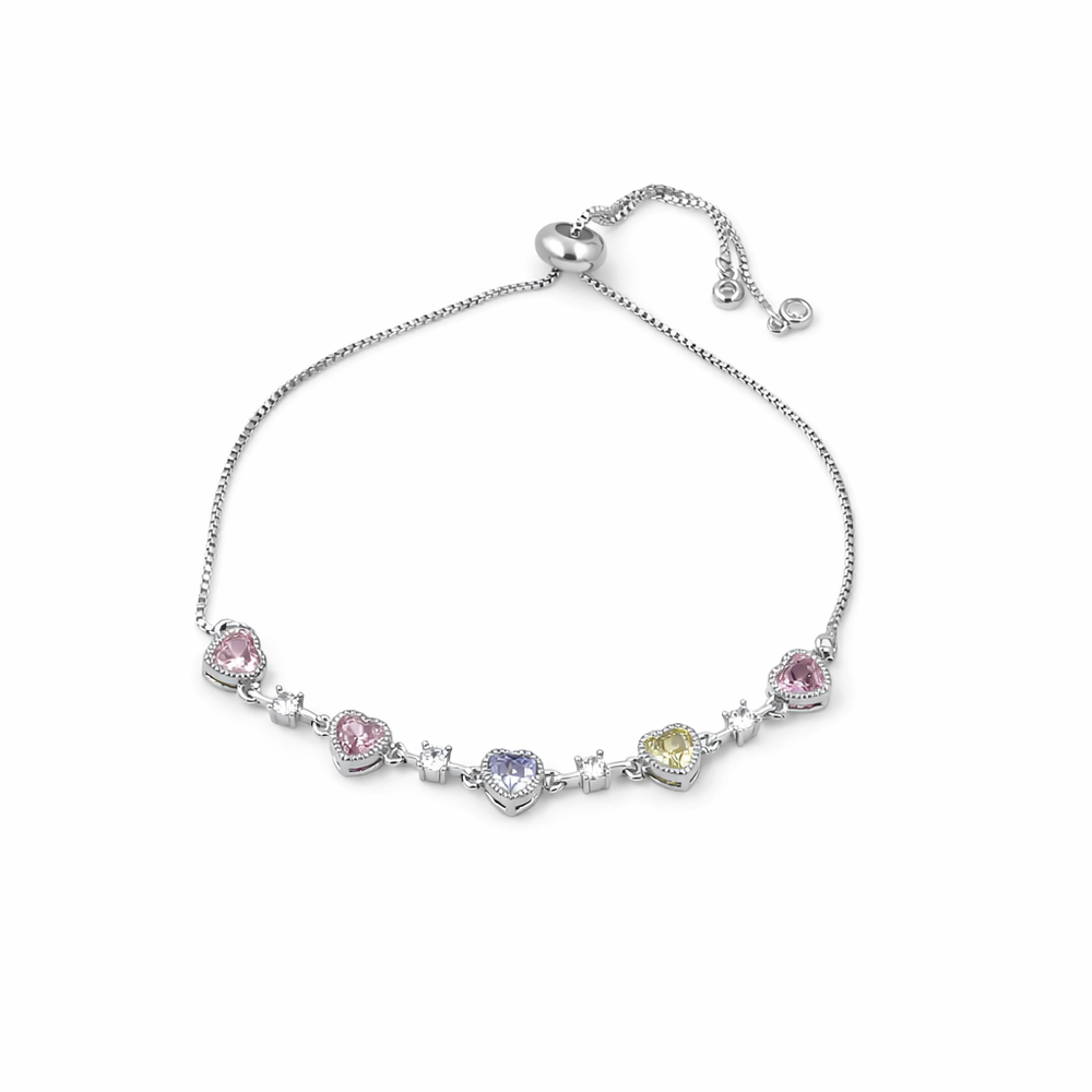 Elegant Multicolor Heart Charm Bracelet
