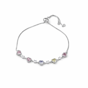 Elegant Multicolor Heart Charm Bracelet