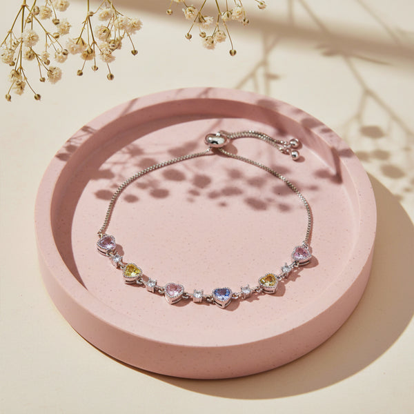 Elegant Multicolor Heart Charm Bracelet