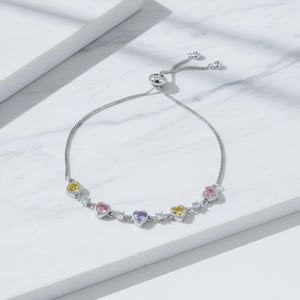 Elegant Multicolor Heart Charm Bracelet