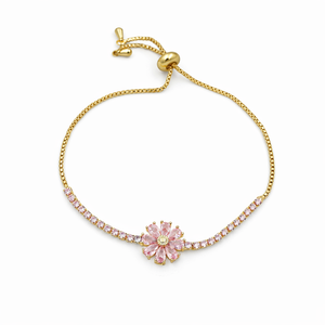 Elegant Pink Floral Charm Bracelet