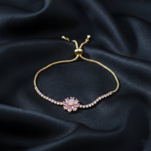 Elegant Pink Floral Charm Bracelet