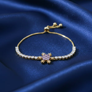 Purple Snowflake Gold Bracelet