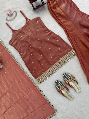 Aqua Noor Sharara Set – Sunset Orange