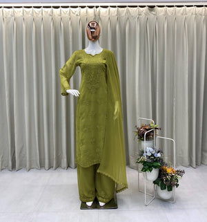Chikankari floral embroidery  SUIT WITH DUPATTA