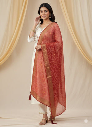 Roman Silk with Beautiful Embroidery Kurti Pent Dupatta Set
